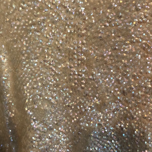 VINTAGE Glitter Sequin Champagne Hook & Eye Clasp Cardigan Women's Small - Picture 3 of 14